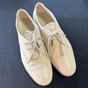 Authentic Balenciaga Elegant Cream Lace-Up Women's Shoes 36.5